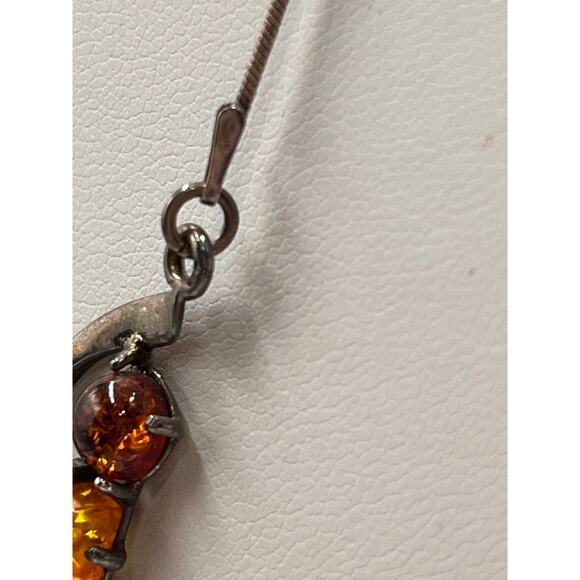 Vintage Sterling Silver Classic Baltic Cognac, Green, Yellow Amber Necklace - Picture 4 of 10